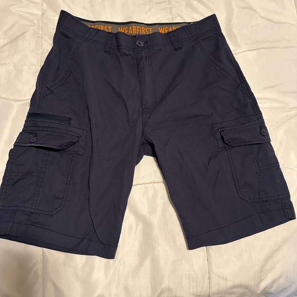 Casual Blue Cargo Shorts with Regular Waistband